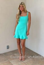 Whisper Square Neck Frill Mini Dress