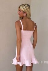 Whisper Square Neck Frill Mini Dress