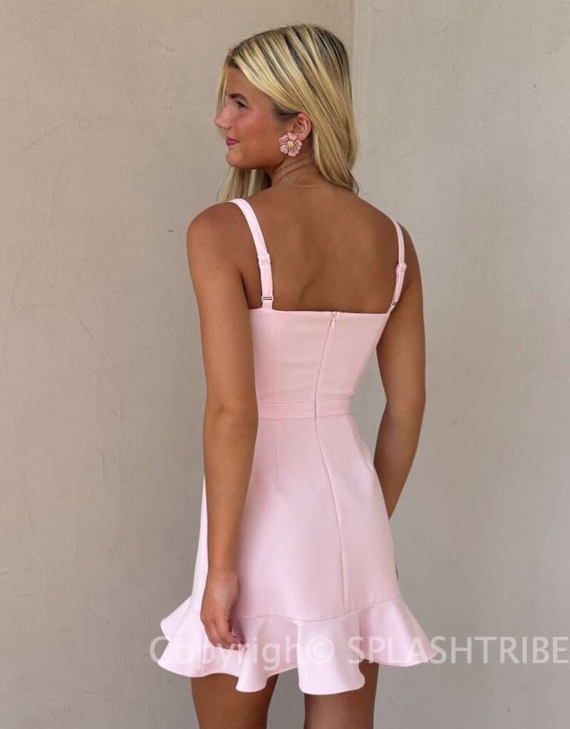 Whisper Square Neck Frill Mini Dress