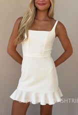 Whisper Square Neck Frill Mini Dress