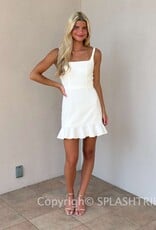Whisper Square Neck Frill Mini Dress