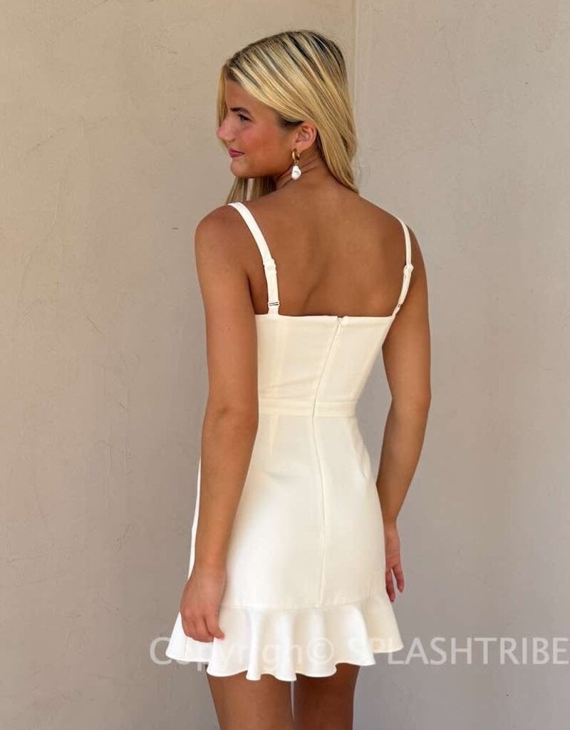 Whisper Square Neck Frill Mini Dress