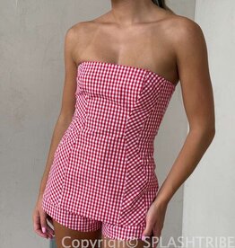 Gingham Strapless A Line Top & Short Set