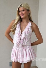 Pastel Floral Cascading Ruffle Layered Mini Dress