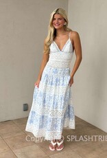 Floral Embossed Lace Floral Midi Dress