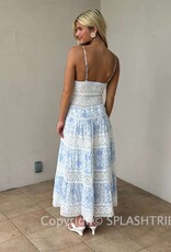 Floral Embossed Lace Floral Midi Dress