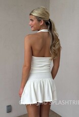 Halter Button Detail Top Mini Skirt Set