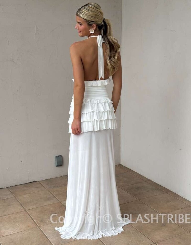 Annelise V Neck Ruffle Maxi Dress