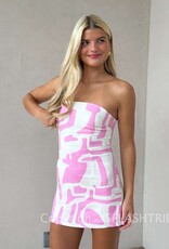 Strapless Big Pastel Skort Mini Dress