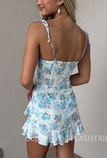 Ribbon Floral Layered Ruffle Skort Mini Dress