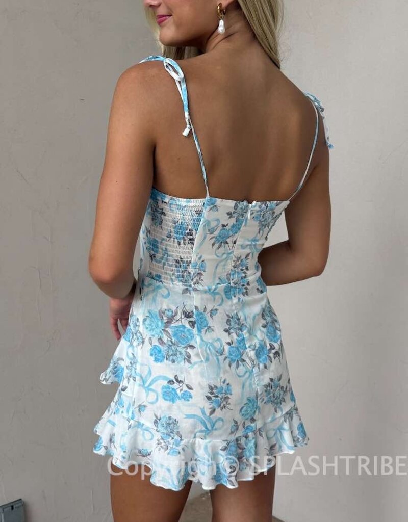 Ribbon Floral Layered Ruffle Skort Mini Dress