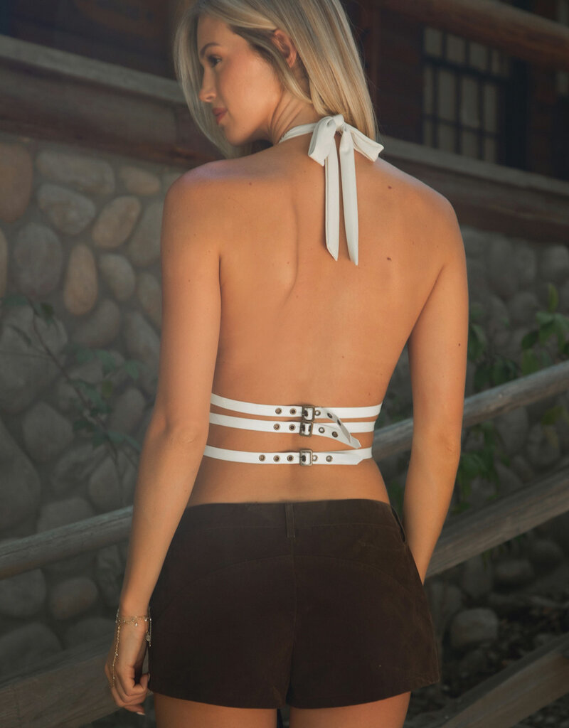 Split Front Studded Halter Top