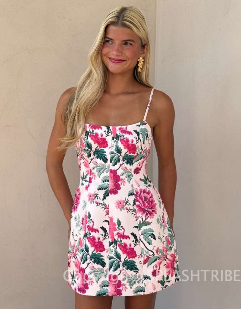 York Satin Christa Floral Mini Dress