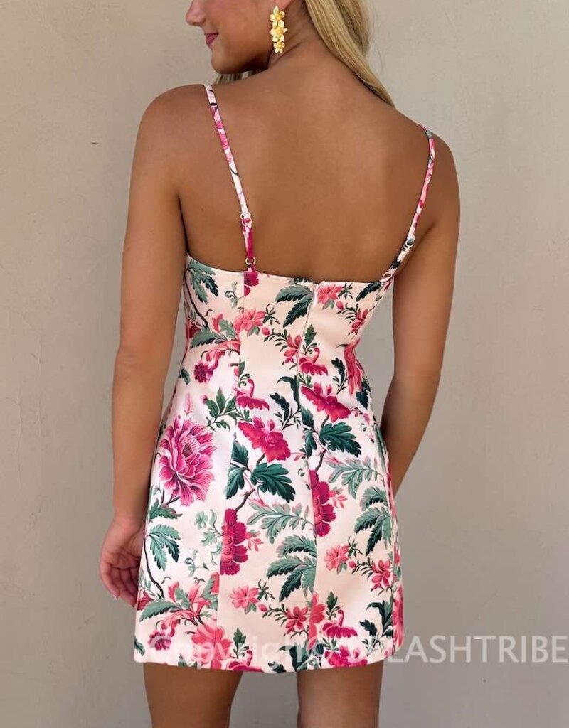 York Satin Christa Floral Mini Dress