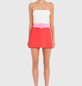 Amanda Uprichard Fae Strapless Belted Romper Mini Dress