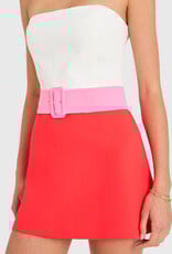 Amanda Uprichard Fae Strapless Belted Romper Mini Dress