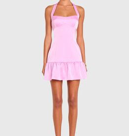 Amanda Uprichard Haley Satin Halter Mini Dress