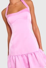 Amanda Uprichard Haley Satin Halter Mini Dress