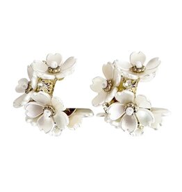 Princess Flower Hoop Earrings White