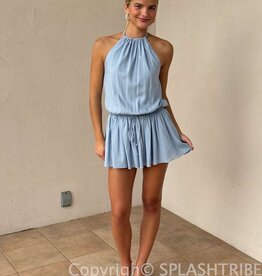 Alegria Tie Waist Halter Mini Dress