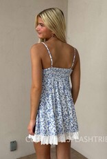 Floral Lace Trim Swing Mini Dress