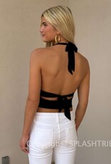 Beaded Ring Cowl Neck Halter Top
