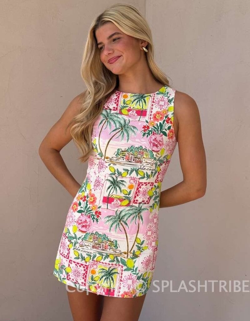 Resort Fitted Sleeveless Shift Mini Dress