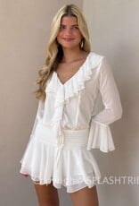 Chiffon Ruffle Long Flare Sleeve Mini Dress