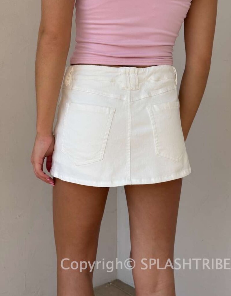 Mid Rise Belt Hoop Skort Mini Skirt