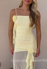 Eziya Ruched Frill Trim Maxi Dress