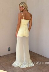 Eziya Ruched Frill Trim Maxi Dress