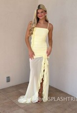 Eziya Ruched Frill Trim Maxi Dress
