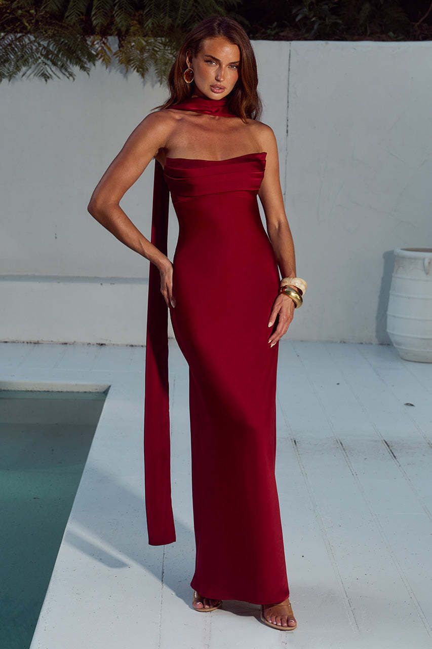 knee length dresses for ladies Madison Strapless Slinky Maxi Dress - Coral main image 1