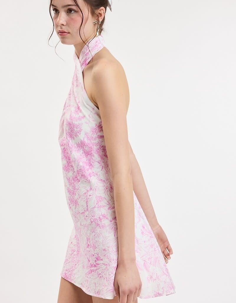 Zizzy Forest Twisted Halter Mini Dress