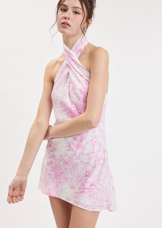 Zizzy Forest Twisted Halter Mini Dress