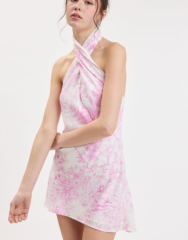 Zizzy Forest Twisted Halter Mini Dress