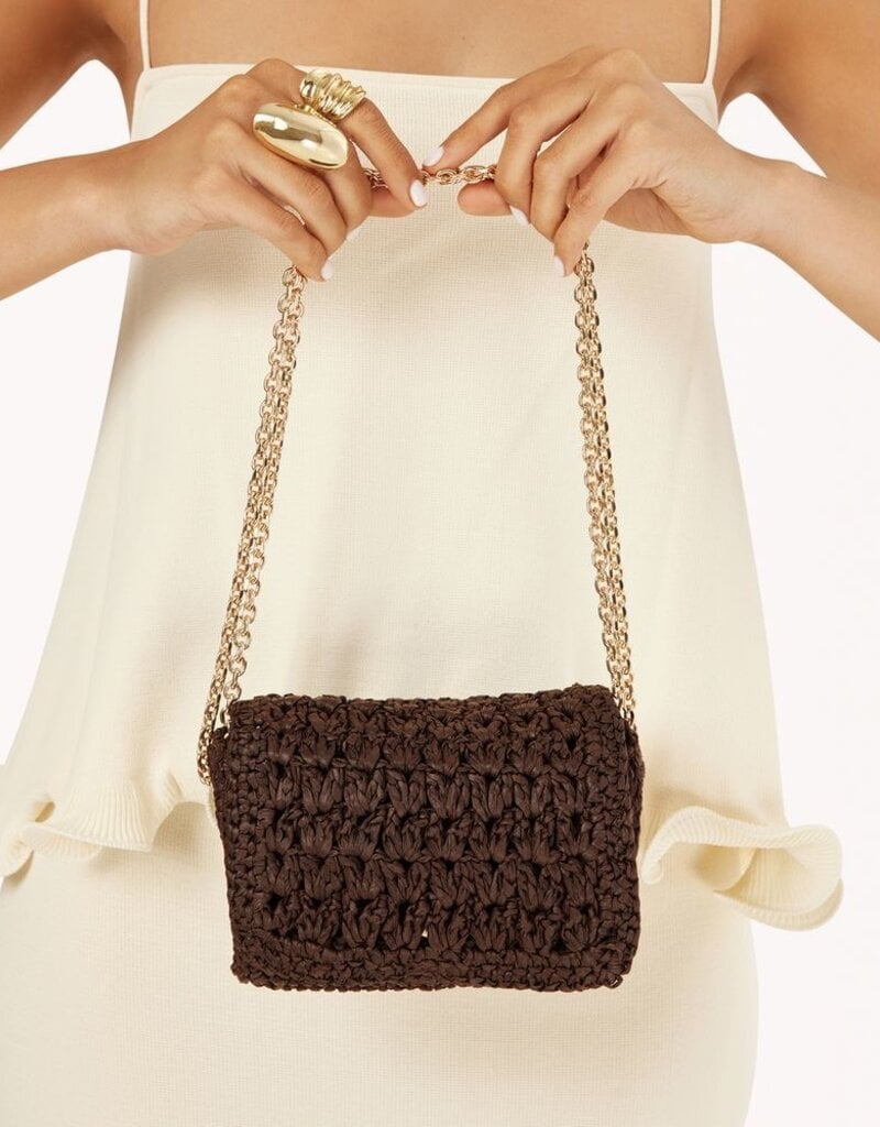 Billini Hayworth Cross Body Bag Chocolate Raffia