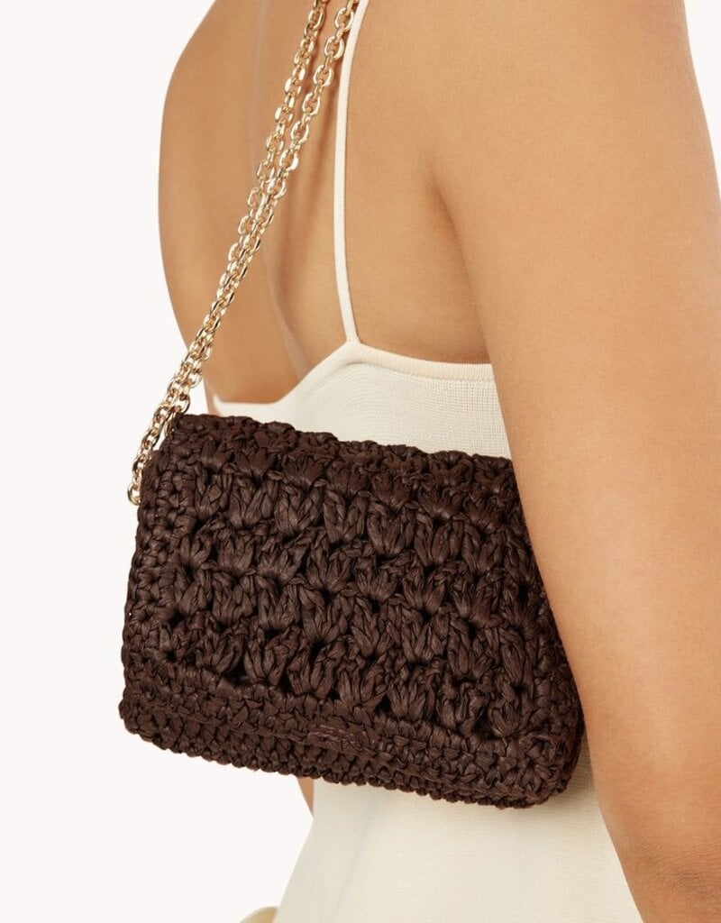 Billini Hayworth Cross Body Bag Chocolate Raffia