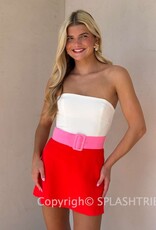 Amanda Uprichard Fae Strapless Belted Romper Mini Dress