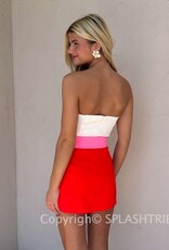 Amanda Uprichard Fae Strapless Belted Romper Mini Dress