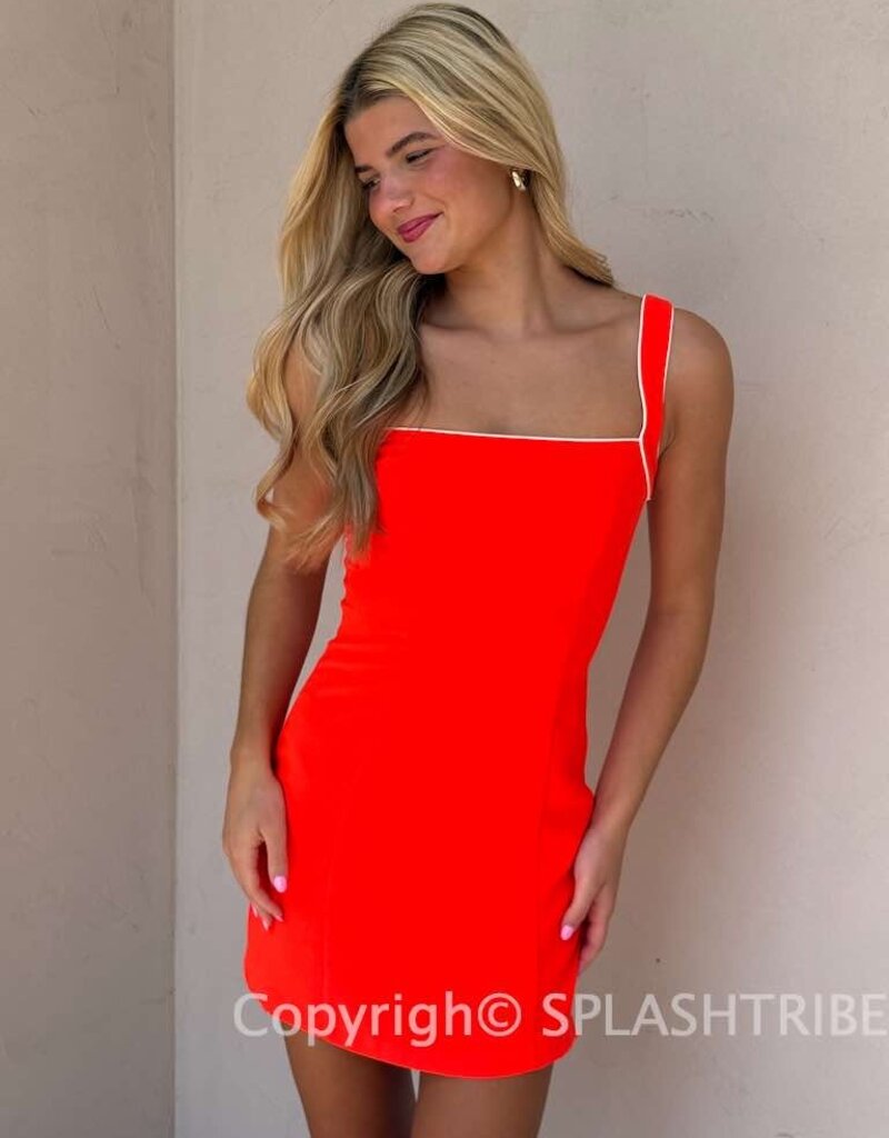 Amanda Uprichard Rosie Contrast Piping Mini Dress