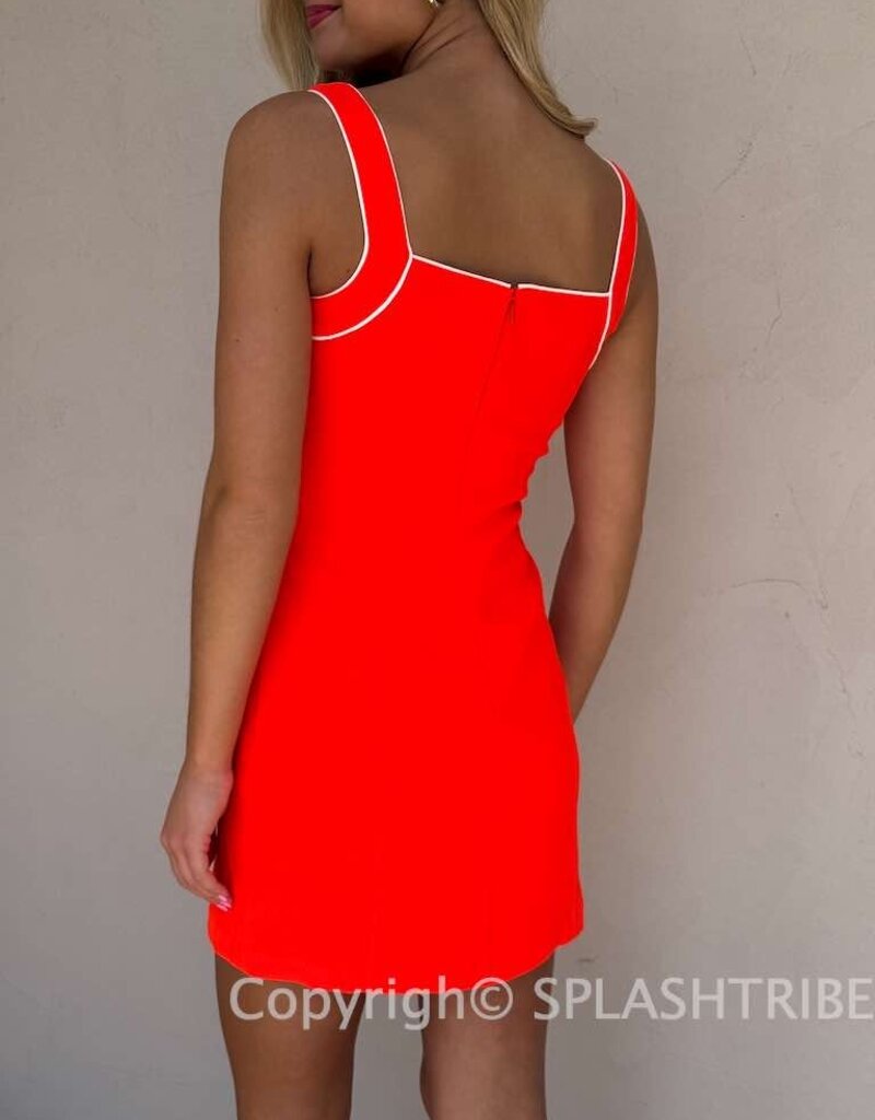 Amanda Uprichard Rosie Contrast Piping Mini Dress
