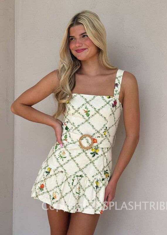 Amanda Uprichard Lena Belted Romper Mini Dress