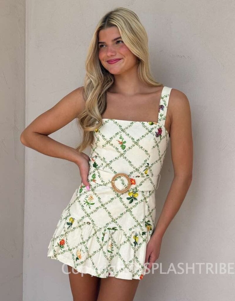 Amanda Uprichard Lena Belted Romper Mini Dress