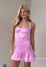 Amanda Uprichard Haley Satin Halter Mini Dress