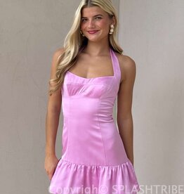 Amanda Uprichard Haley Satin Halter Mini Dress