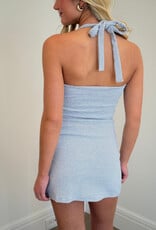 Natalie Tiny Stripe Halter Keyhole Bust Mini Dress