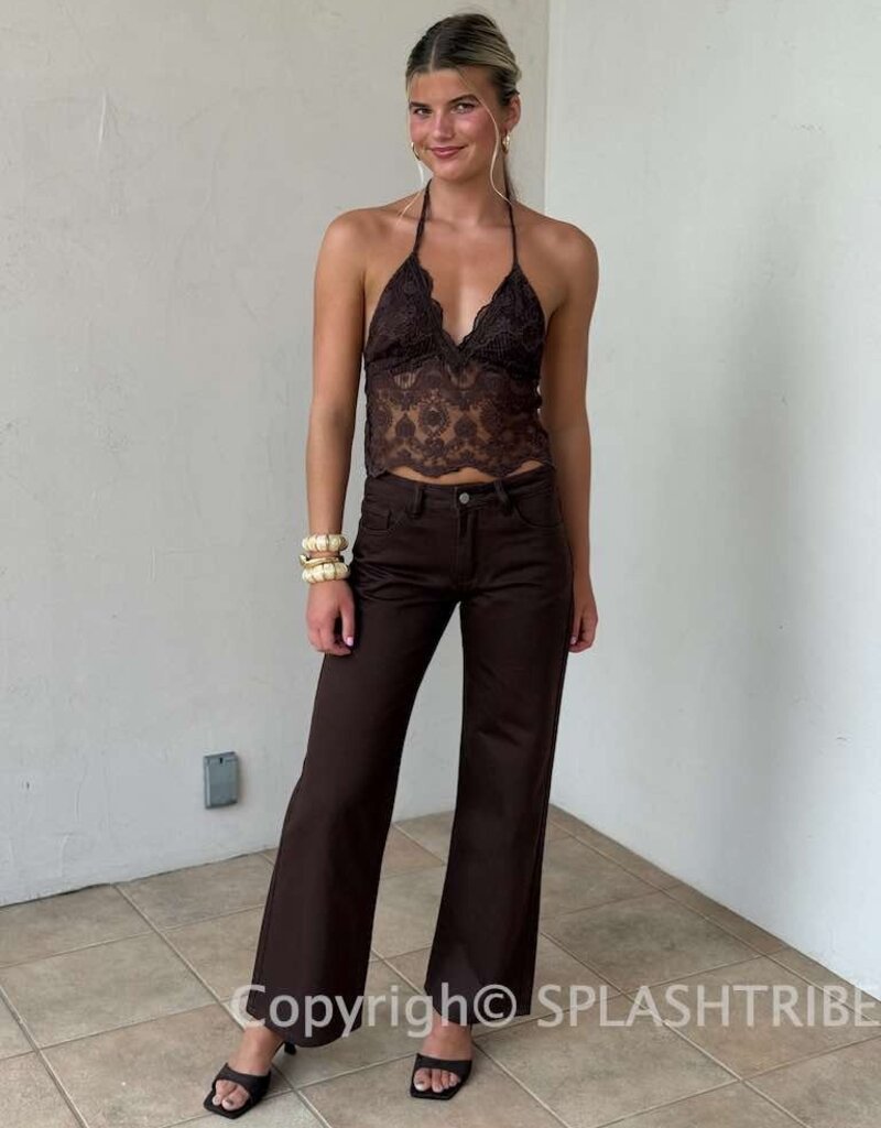 Lace Halter Scalloped Hem Cami Top