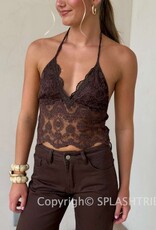 Lace Halter Scalloped Hem Cami Top