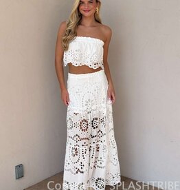 Maldives Eyelet Strapless Top and Maxi Skirt Set